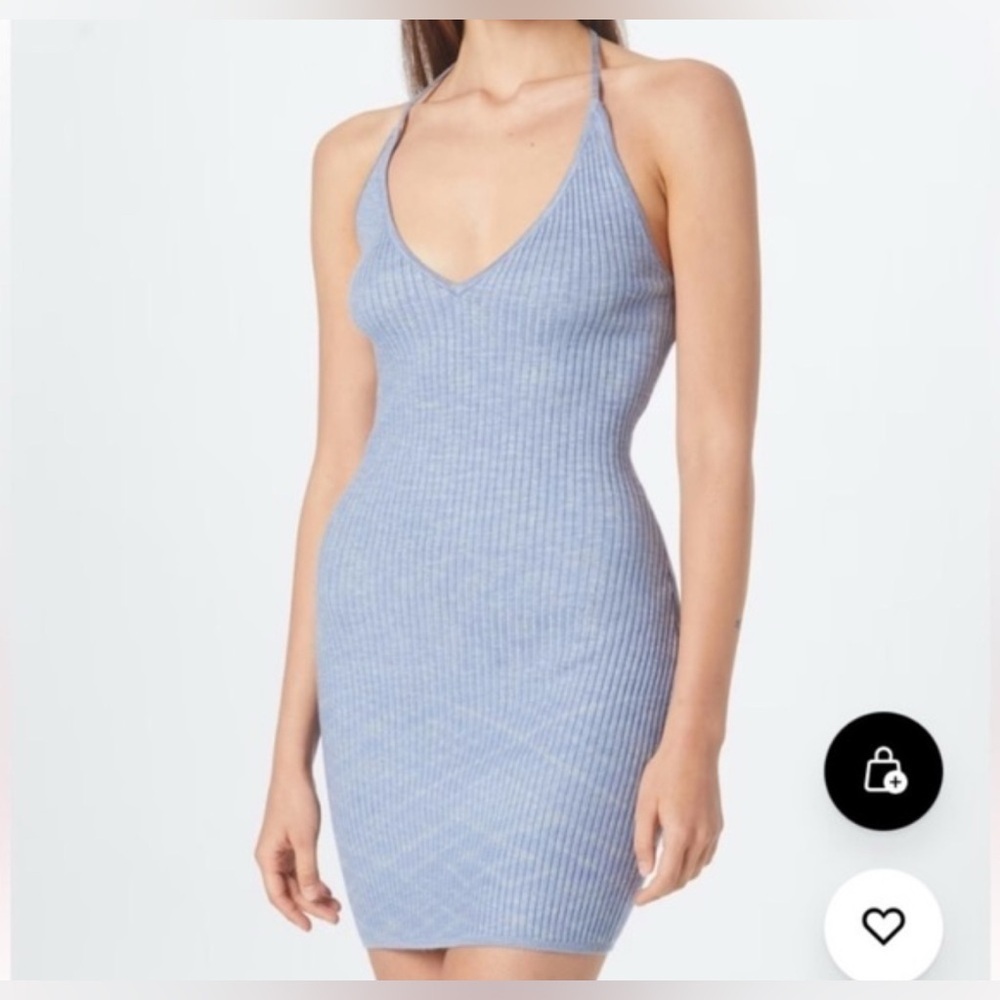 Abercrombie & Fitch Elevated Knit Halter Mini Dress  Blue Pattern